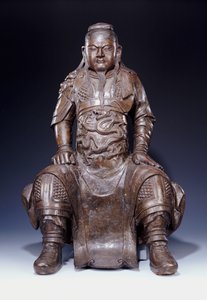 Eine feine große frühe Ming-Bronzefigur von Guandi