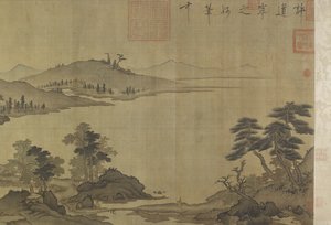 Herbstfluss im Regen und Wolken von Ming Dynasty Chinese School