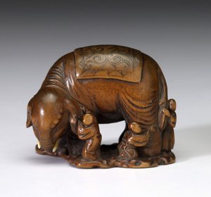 Die Blinden und der Elefant, frühes 19. Jahrhundert (Holz)