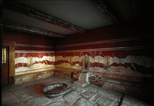 Minoische Zivilisation: Blick auf den Thronsaal des Palastes von König Minos in Knossos von Minoan