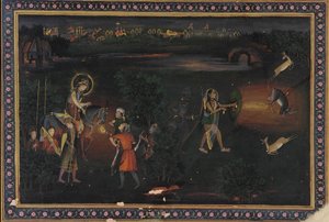 Hirschjagd bei Nacht von Mir Kalan Khan