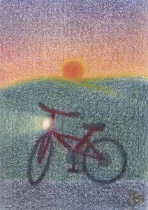 Fahrrad bei Sonnenuntergang