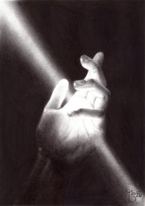 Hoffnungsvolle Hand Licht