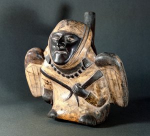 Präkolumbische Kunst, Mochica-Kultur (Moche): Vase in anthropomorpher Form, die einen Mann darstellt. 100 v. Chr.-800 n. Chr. von Moche Moche