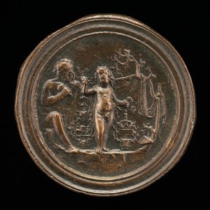 Ein Bildhauer schnitzt eine Statue von Amor, spätes 15. - frühes 16. Jahrhundert von Moderno