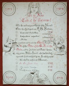 Charta des Osiris-Tempels Nr. 4 des Hermetischen Ordens der Goldenen Morgenröte, 1888