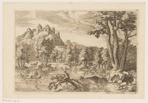Landschaft mit Anglern, Landschaften nach Tizian (Serientitel) von Moise Jean Baptiste Fouard