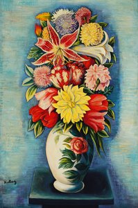 Bouquet de Fleurs: Dahlias, Tulipes, Lys et Liliums von Moise Kisling