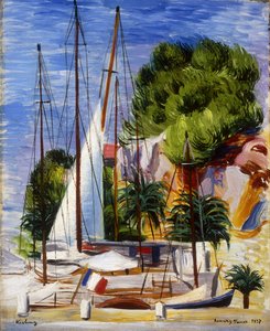 Segelboote im Hafen von Sanary von Moise Kisling