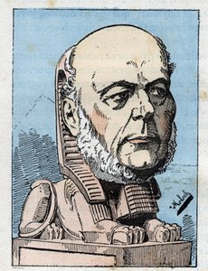 Porträt von Jules Grevy (1807-1891) Präsident der Französischen Republik in „Le Trombinoscope“ von Touchatout, Karikatur von B. Moloch von 1882 (1849-1909). Private Sammlung. von Moloch