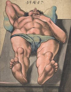 Männlicher Akt, liegend auf einem Tisch, 1567