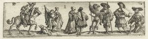 Fries mit Männern, Frauen und Soldaten