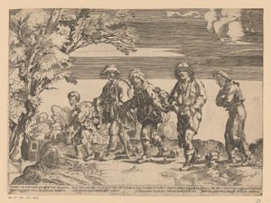 Gruppe Bettler in Landschaft