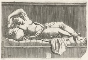 Cleopatra halbnackt auf dem Bett liegend