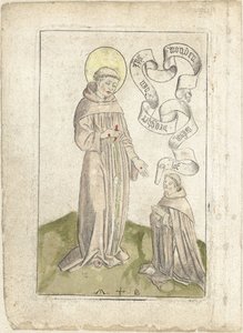 Heiliger Franziskus mit kniendem Franziskaner