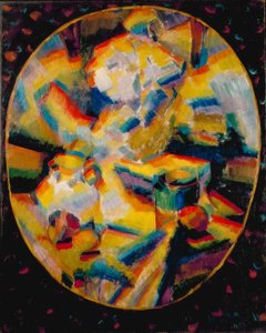 Stillleben Synchromie mit Akt in Gelb von Morgan Russell