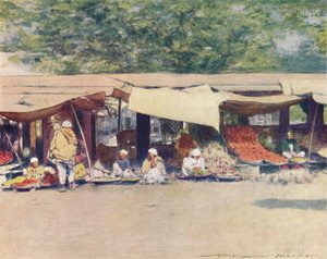 Markttag in Peschawar, 1905 von Mortimer Ludington Menpes