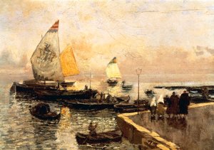 Kohleboote in Chioggia, von Mose Bianchi von Mose Bianchi
