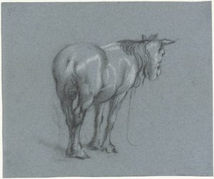 Studie eines Pferdes von hinten, nach rechts (Stehende Arbeitspferde) (Serientitel) von Moses Ter Borch