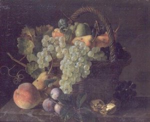 Stillleben mit Obst in einem Korb