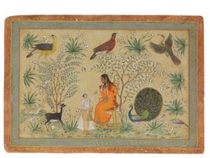 Edle Frau in einem Garten, ca. 1740 von Mughal School