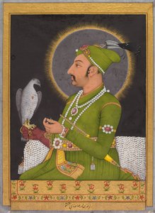 Posthumes Porträt des Mogulkaisers Muhammad Shah, regierte 1719-1748, recto, 1764 von Muhammad Rizavi Hindi