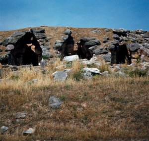 Mykenische Kunst: Häuser in den Befestigungen der Stadt Tiryns, um 1200 v. Chr. Griechenland