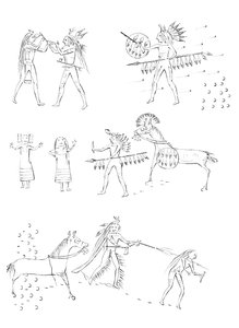 Heldentaten von Four Bears, einheimischer amerikanischer Krieger