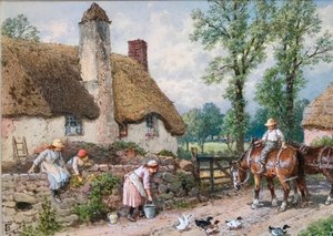 Eine Begegnung am Wegesrand: Enten auf einer Landstraße von Myles Birket Foster
