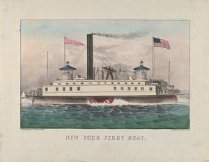 New Yorker Fährboot, ca. 1860-65 (handkolorierte Lithographie) von Currier and Ives