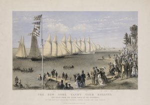 Die Regatta des New Yorker Yachtclubs, ca. 1869 (Farblithographie)