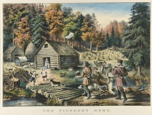Das Heim des Pioniers an der westlichen Grenze von Currier and Ives