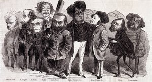 Porträts der Schriftsteller Paul de Kock (1793-1871), Emile Augier (1820-1889), Eugene Scribe (1791-1861), Felix Nadar, Alphonse Karr (1808-1890), Alexandre Dumas père (1802-1870) und Alexandre Dumas Jr. (1824-1895), Joseph Mery (1798-1866) und Leon Gozan  von Nadar