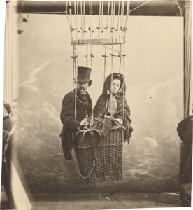 Selbstporträt mit Ehefrau Ernestine in einer Ballongondel, ca. 1865, gedruckt ca. 1890