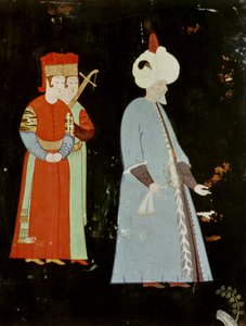 Der Sultan Suleyman der Prächtige (1494-1566) mit zwei Würdenträgern