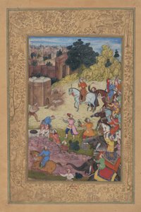 Ein Bademeister wird von Leidenschaft für seine Geliebte verzehrt, Folio aus einem Khamsa, 1597-1598