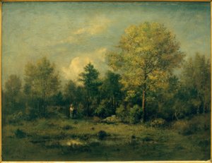 Landschaft mit Tümpel im Wald von Narcisse Diaz de la Pena