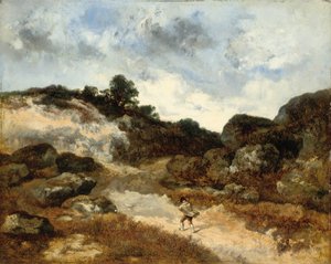 Vor dem Sturm, eine Figur auf der felsigen Straße nach Jean-de-Paris von Narcisse Virgile Diaz de la Peña