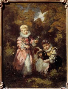 Kinder und Hunde von Narcisse Virgile Diaz de la Peña