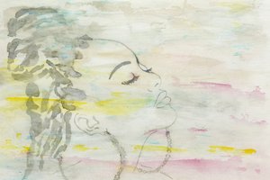 Träumerische Frau Aquarell von Natalie Bruns