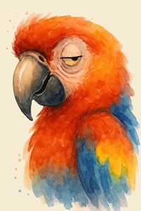 Schläfriger Aquarellpapagei von Natalie Bruns