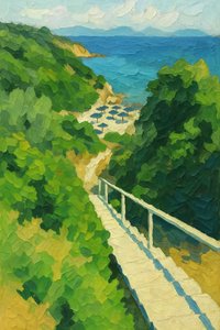 Sonnige Strandtreppen