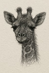 Fadenporträt Baby-Giraffe auf handgemachtem Papier