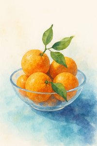 Aquarell Zitrus Stillleben