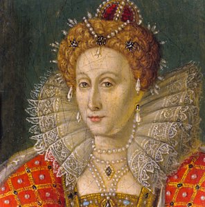 Detail eines Miniatur-Ölporträts von Königin Elisabeth I.
