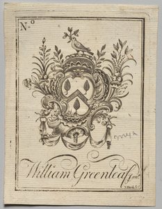 Exlibris: Wappen mit der Inschrift William Greenleaf Jun.r