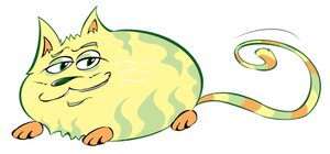 Kurvige Katze - Karikatur