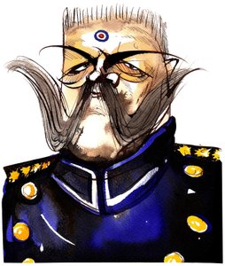 Paul von Hindenburg - Polnisch-geborener, deutscher General und Präsident (1847-1934); Farbkarikatur