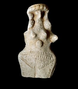Sumerische Zivilisation: weibliche Figur. Terrakottaskulptur. Neo-sumerische Periode (zwischen 2093 und 2004 v. Chr.). Bagdad, Nationales Irak-Museum. von Neo Sumerian