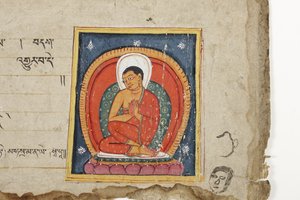 Seite aus einem buddhistischen Manuskript, möglicherweise aus dem Mahashitalanika, ca. 1400 von Nepalese School